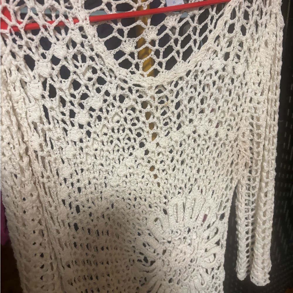 Elegant Cream Crochet Sweater